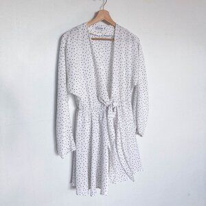 3 FOR $15 White polka dot sheer dress with front knot tie